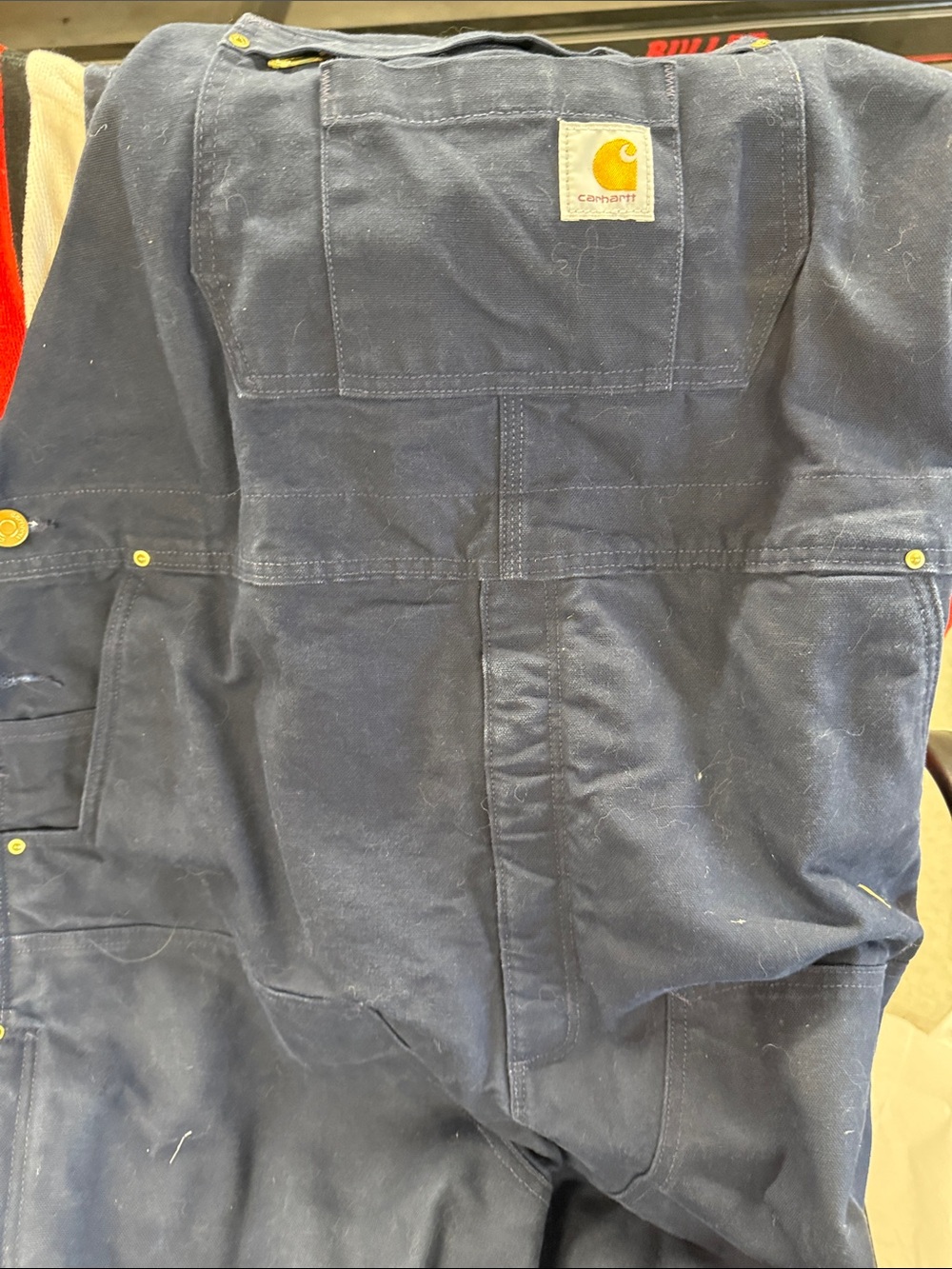 Carhartt Navy Duck Canvas Men’s Cargo Jacket and bibs